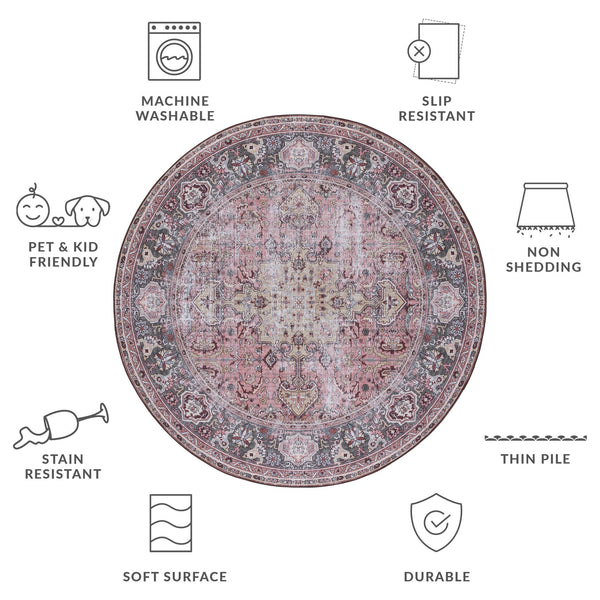 Safavieh Tucson Traditional Machine Washable Rug With Slip-resistant Design For Elegant Home Décor Pink ,Beige Polyester Pile Tsn144u-26