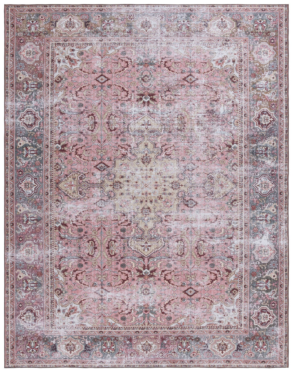 Safavieh Tucson Traditional Machine Washable Rug With Slip-resistant Design For Elegant Home Décor Pink ,Beige Polyester Pile Tsn144u-26