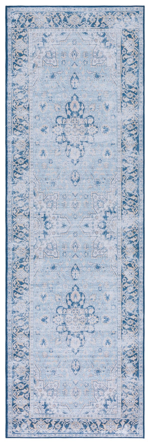 Safavieh Tucson Exquisite Traditional Rug - Timeless Elegance, Machine Washable, Durable & Slip Resistant Design Light Blue ,Navy Polyester Pile Tsn147m-4r