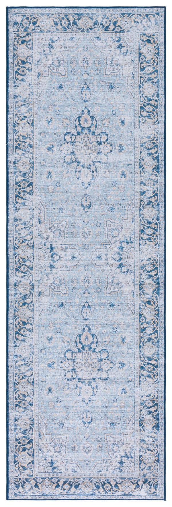 Safavieh Tucson Exquisite Traditional Rug - Timeless Elegance, Machine Washable, Durable & Slip Resistant Design Light Blue ,Navy Polyester Pile Tsn147m-4r