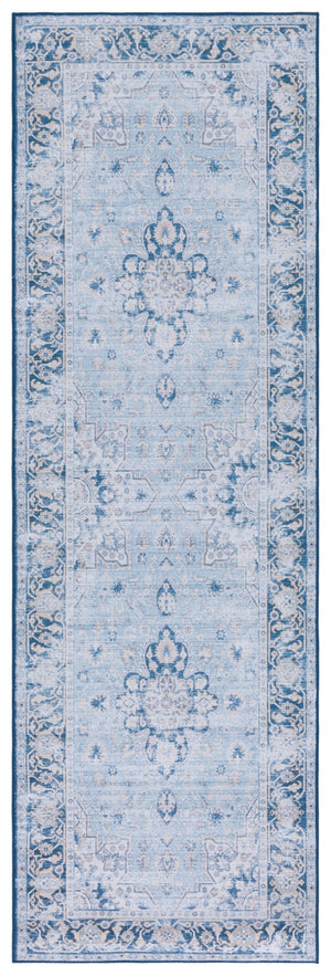 Safavieh Tucson Vibrant Oriental Patterned Rug – Machine Washable, Slip Resistant & Perfect For High Traffic Areas Light Blue ,Navy Polyester Tsn147m-212