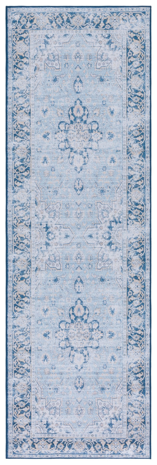 Safavieh Tucson Vibrant Oriental Patterned Rug – Machine Washable, Slip Resistant & Perfect For High Traffic Areas Light Blue ,Navy Polyester Tsn147m-212