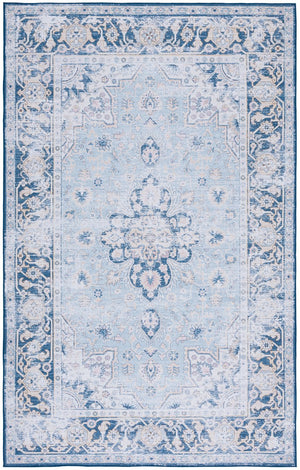Safavieh Tucson Exquisite Traditional Rug - Timeless Elegance, Machine Washable, Durable & Slip Resistant Design Light Blue ,Navy Polyester Pile Tsn147m-4r