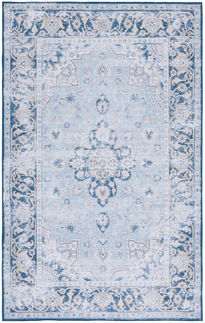 Safavieh Tucson Vibrant Oriental Patterned Rug – Machine Washable, Slip Resistant & Perfect For High Traffic Areas Light Blue ,Navy Polyester Tsn147m-212