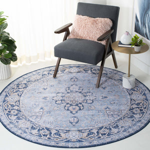 Safavieh Tucson Exquisite Traditional Rug - Timeless Elegance, Machine Washable, Durable & Slip Resistant Design Light Blue ,Navy Polyester Pile Tsn147m-4r