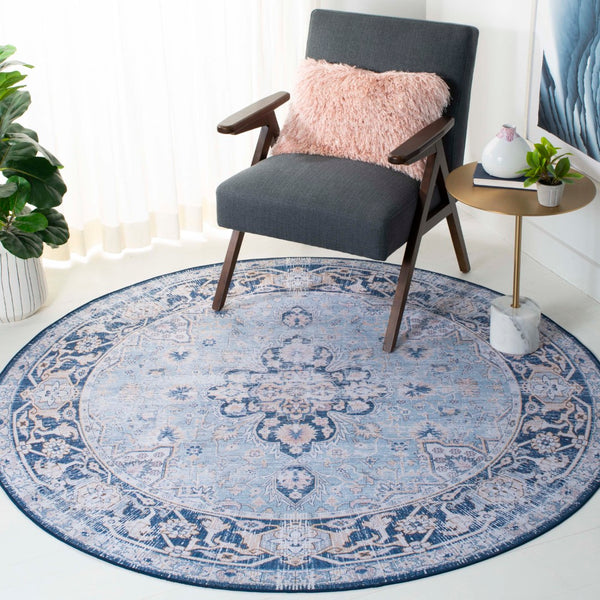 Safavieh Tucson Vibrant Oriental Patterned Rug – Machine Washable, Slip Resistant & Perfect For High Traffic Areas Light Blue ,Navy Polyester Tsn147m-212