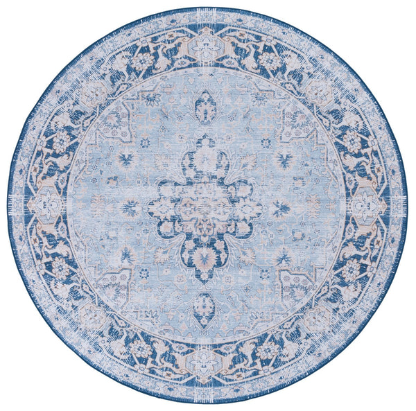 Safavieh Tucson Exquisite Traditional Rug - Timeless Elegance, Machine Washable, Durable & Slip Resistant Design Light Blue ,Navy Polyester Pile Tsn147m-4r