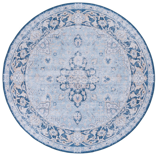 Safavieh Tucson Vibrant Oriental Patterned Rug – Machine Washable, Slip Resistant & Perfect For High Traffic Areas Light Blue ,Navy Polyester Tsn147m-212
