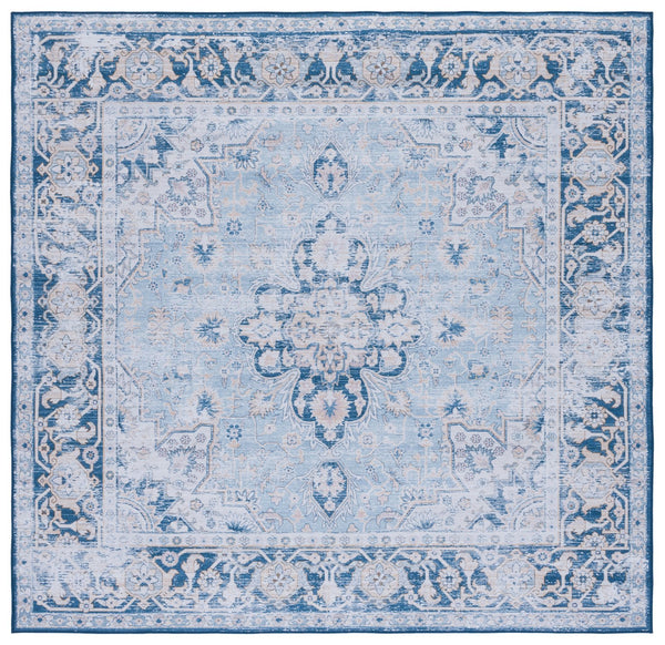 Safavieh Tucson Exquisite Traditional Rug - Timeless Elegance, Machine Washable, Durable & Slip Resistant Design Light Blue ,Navy Polyester Pile Tsn147m-4r