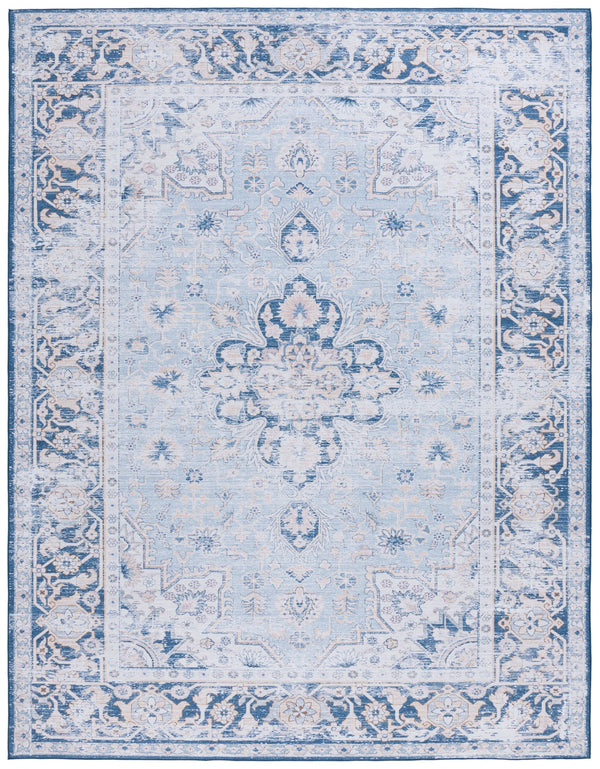 Safavieh Tucson Exquisite Traditional Rug - Timeless Elegance, Machine Washable, Durable & Slip Resistant Design Light Blue ,Navy Polyester Pile Tsn147m-4r