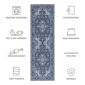 Safavieh Tucson Vibrant Oriental Patterned Rug – Machine Washable, Slip Resistant & Perfect For High Traffic Areas Black ,Beige Polyester Tsn147z-212