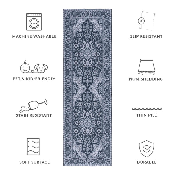 Safavieh Tucson Vibrant Oriental Patterned Rug – Machine Washable, Slip Resistant & Perfect For High Traffic Areas Black ,Beige Polyester Tsn147z-212