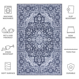 Safavieh Tucson Vibrant Oriental Patterned Rug – Machine Washable, Slip Resistant & Perfect For High Traffic Areas Black ,Beige Polyester Tsn147z-212