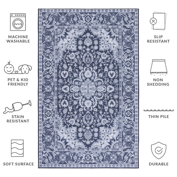 Safavieh Tucson Vibrant Oriental Patterned Rug – Machine Washable, Slip Resistant & Perfect For High Traffic Areas Black ,Beige Polyester Tsn147z-212