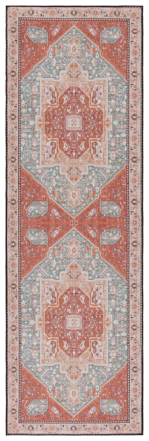 Safavieh Tucson Vintage Persian Area Rug - Machine Washable, Slip Resistant, And Perfect For Any Space Aqua ,Rust Polyester Pile Tsn150j-10