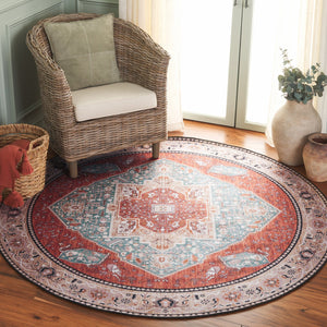 Safavieh Tucson Vintage Persian Area Rug - Machine Washable, Slip Resistant, And Perfect For Any Space Aqua ,Rust Polyester Pile Tsn150j-10