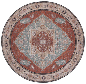Safavieh Tucson Vintage Persian Area Rug - Machine Washable, Slip Resistant, And Perfect For Any Space Aqua ,Rust Polyester Pile Tsn150j-10