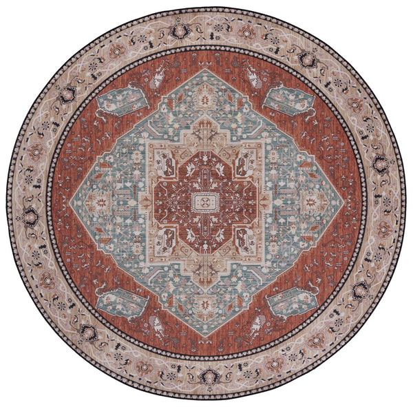 Safavieh Tucson Vintage Persian Area Rug - Machine Washable, Slip Resistant, And Perfect For Any Space Aqua ,Rust Polyester Pile Tsn150j-10