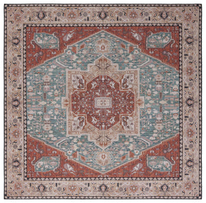 Safavieh Tucson Vintage Persian Area Rug - Machine Washable, Slip Resistant, And Perfect For Any Space Aqua ,Rust Polyester Pile Tsn150j-10