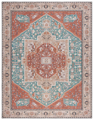 Safavieh Tucson Vintage Persian Area Rug - Machine Washable, Slip Resistant, And Perfect For Any Space Aqua ,Rust Polyester Pile Tsn150j-10