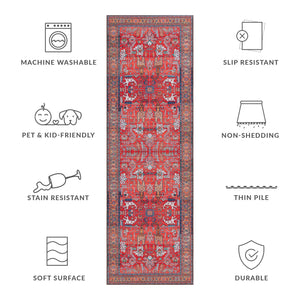 Safavieh Tucson Rust & Navy Traditional Low-Profile Area Rug — Machine Washable, Slip-Resistant, Durable 6'-0" x 8'-0" TSN152P-68
