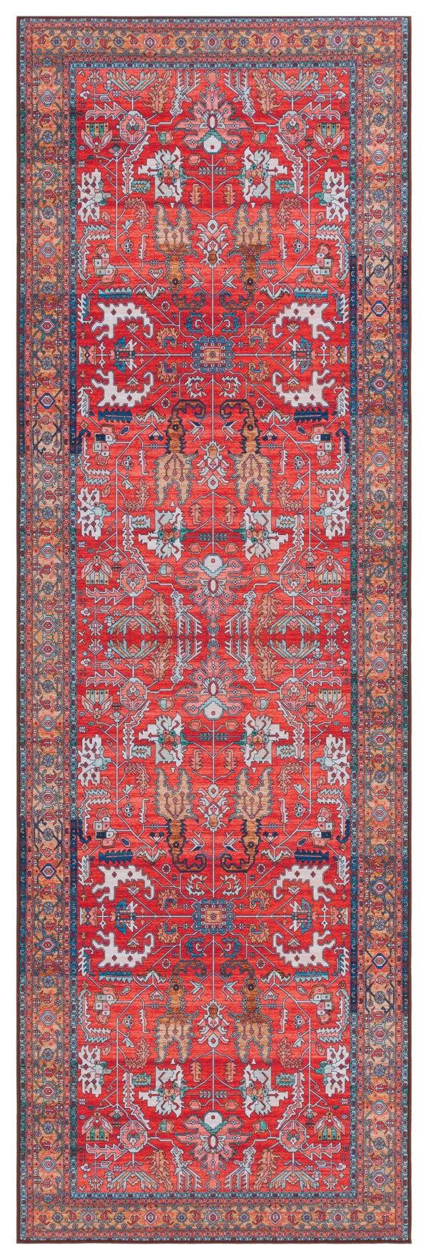 Safavieh Tucson Traditional Area Rug - Luxurious Power Loomed Design, Machine Washable & Slip Resistant Rust ,Navy Polyester Pile Tsn152p-210