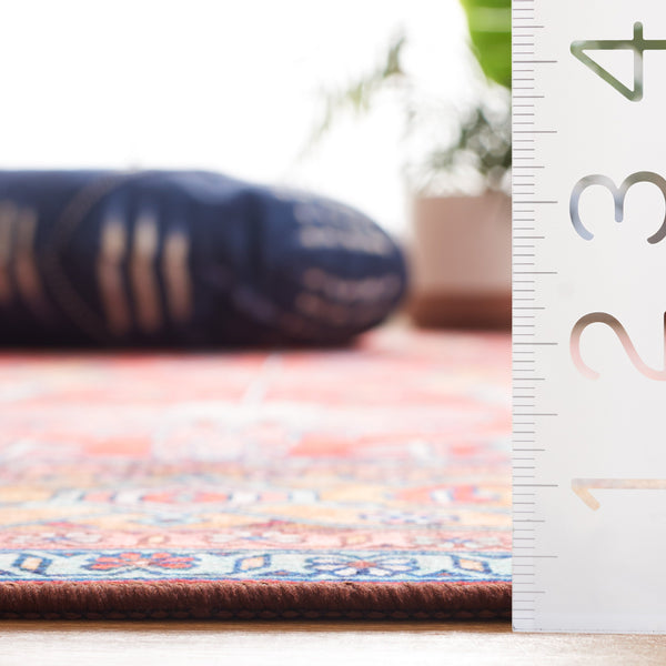 Safavieh Tucson Traditional Area Rug - Luxurious Power Loomed Design, Machine Washable & Slip Resistant Rust ,Navy Polyester Pile Tsn152p-210