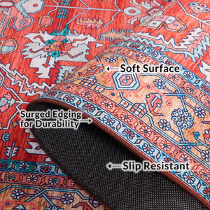 Safavieh Tucson Traditional Area Rug - Luxurious Power Loomed Design, Machine Washable & Slip Resistant Rust ,Navy Polyester Pile Tsn152p-210