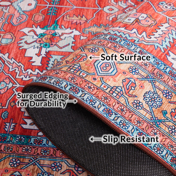 Safavieh Tucson Elegant Machine Washable Area Rug - Durable, Slip-resistant Design For Timeless Spaces Rust ,Navy Polyester Pile Tsn152p-220