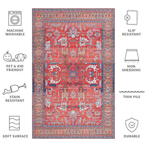 Safavieh Tucson Traditional Area Rug - Luxurious Power Loomed Design, Machine Washable & Slip Resistant Rust ,Navy Polyester Pile Tsn152p-210