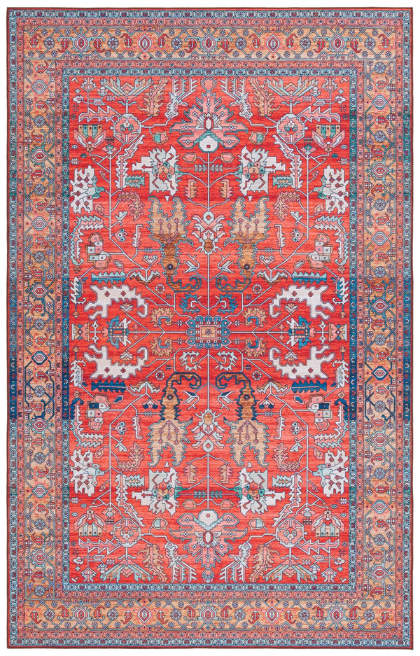 Safavieh Tucson Rust & Navy Traditional Low-Profile Area Rug — Machine Washable, Slip-Resistant, Durable 6'-0" x 8'-0" TSN152P-68