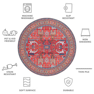Safavieh Tucson Rustic Rust & Navy Square Rug — Machine Washable, Slip-Resistant Polyester Pile For Home Elegance 4'-0" x 4'-0" TSN152P-4SQ