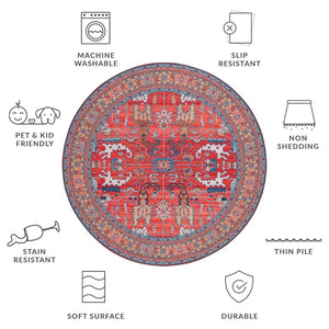 Safavieh Tucson Elegant Machine Washable Area Rug - Durable, Slip-resistant Design For Timeless Spaces Rust ,Navy Polyester Pile Tsn152p-220