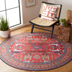 Safavieh Tucson Traditional Area Rug - Luxurious Power Loomed Design, Machine Washable & Slip Resistant Rust ,Navy Polyester Pile Tsn152p-210