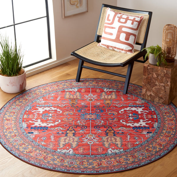 Safavieh Tucson Elegant Machine Washable Area Rug - Durable, Slip-resistant Design For Timeless Spaces Rust ,Navy Polyester Pile Tsn152p-220