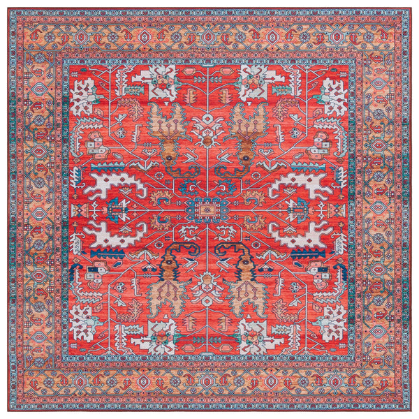 Safavieh Tucson Traditional Area Rug - Luxurious Power Loomed Design, Machine Washable & Slip Resistant Rust ,Navy Polyester Pile Tsn152p-210