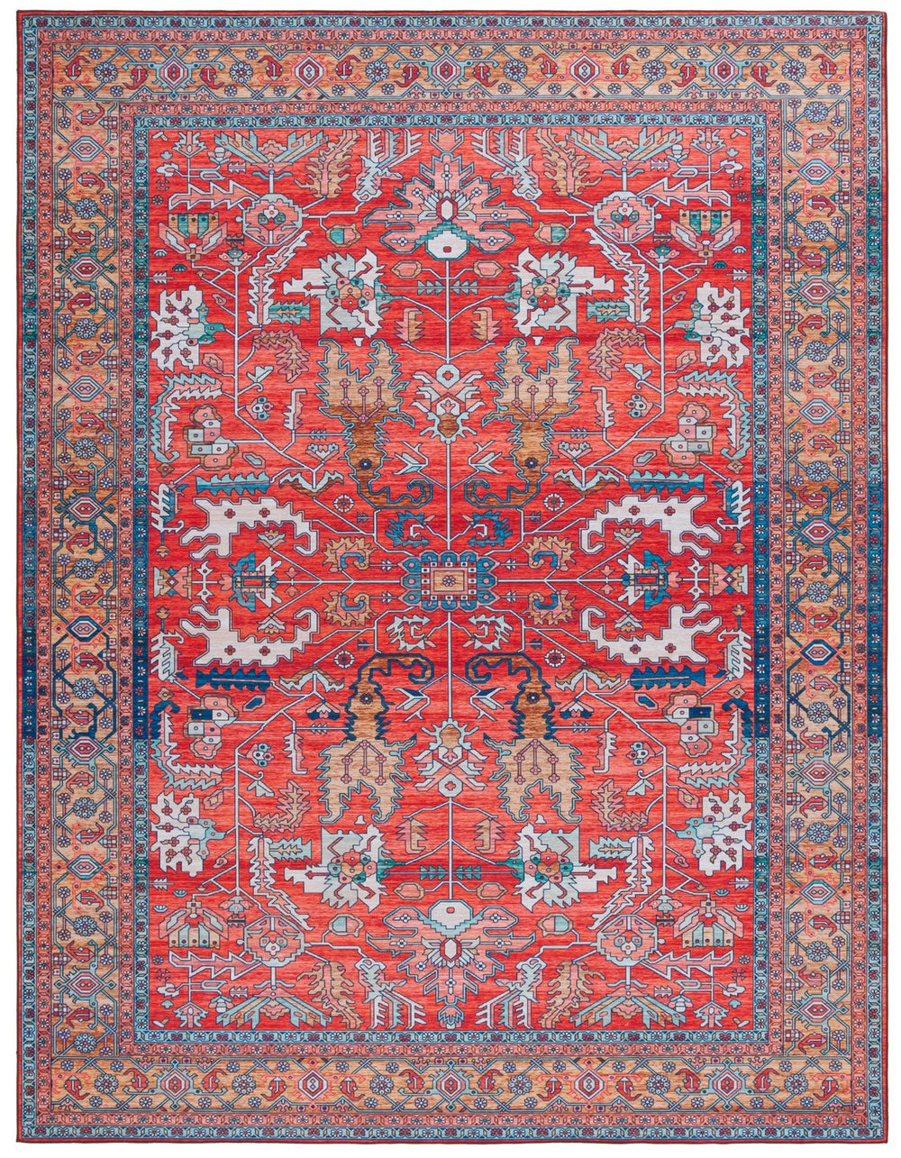 Safavieh Tucson Traditional Area Rug - Luxurious Power Loomed Design, Machine Washable & Slip Resistant Rust ,Navy Polyester Pile Tsn152p-210