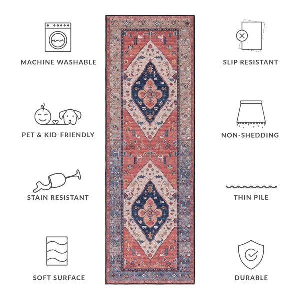 Safavieh Tucson Vintage Persian Rug - Elegant Design, Machine Washable & Slip Resistant For Modern Homes Rust ,Blue Polyester Pile Tsn153p-214