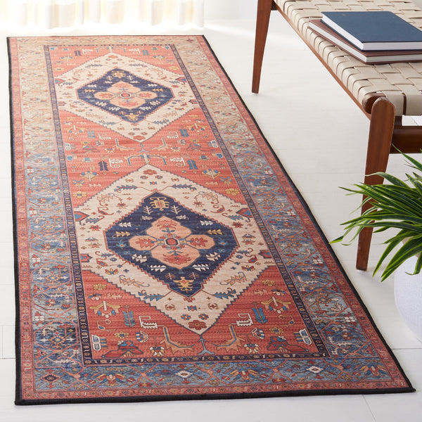 Safavieh Tucson Vintage Persian Rug - Elegant Design, Machine Washable & Slip Resistant For Modern Homes Rust ,Blue Polyester Pile Tsn153p-214