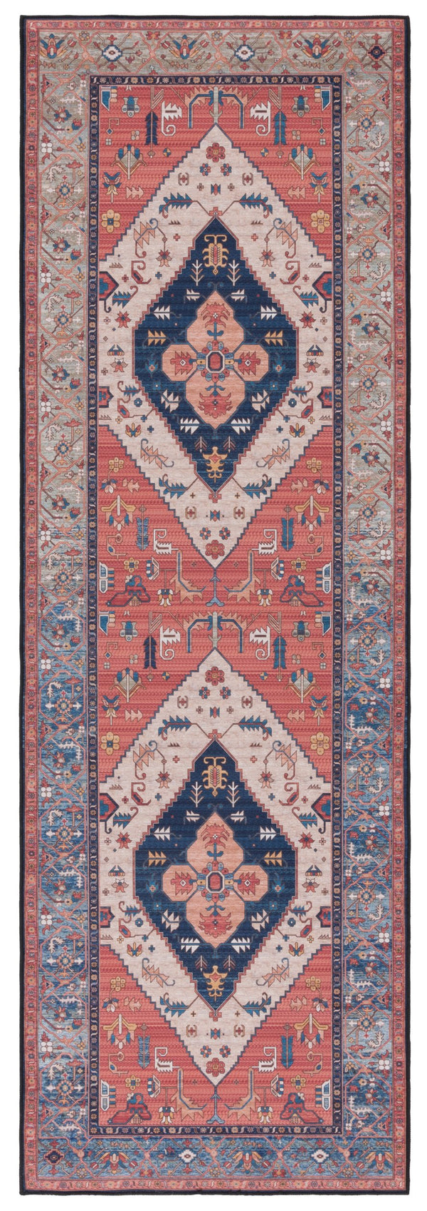 Safavieh Tucson Vintage Persian Rug - Elegant Design, Machine Washable & Slip Resistant For Modern Homes Rust ,Blue Polyester Pile Tsn153p-214