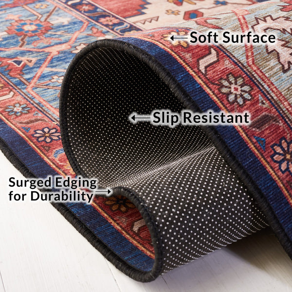 Safavieh Tucson Vintage Persian Rug - Elegant Design, Machine Washable & Slip Resistant For Modern Homes Rust ,Blue Polyester Pile Tsn153p-214