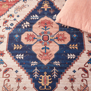 Safavieh Tucson Vintage Persian Rug - Elegant Design, Machine Washable & Slip Resistant For Modern Homes Rust ,Blue Polyester Pile Tsn153p-214