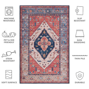 Safavieh Tucson Vintage Persian Rug - Elegant Design, Machine Washable & Slip Resistant For Modern Homes Rust ,Blue Polyester Pile Tsn153p-214