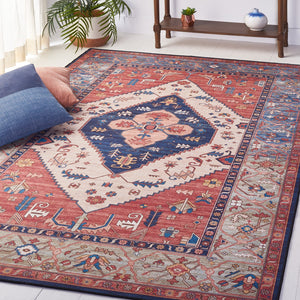 Safavieh Tucson Vintage Persian Rug - Elegant Design, Machine Washable & Slip Resistant For Modern Homes Rust ,Blue Polyester Pile Tsn153p-214