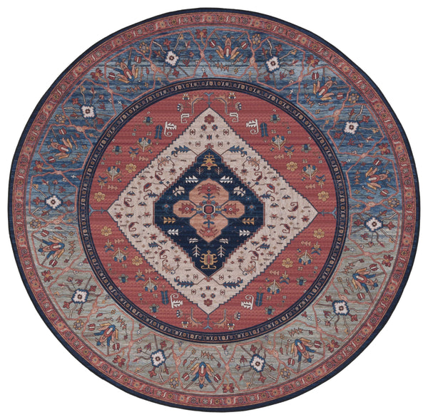Safavieh Tucson Vintage Persian Rug - Elegant Design, Machine Washable & Slip Resistant For Modern Homes Rust ,Blue Polyester Pile Tsn153p-214