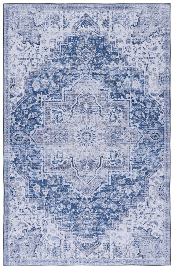 Safavieh Tucson Vintage Persian Rug: Machine Washable, Slip Resistant, Timeless Elegance For Your Home Navy ,Grey Polyester Tsn154n-24