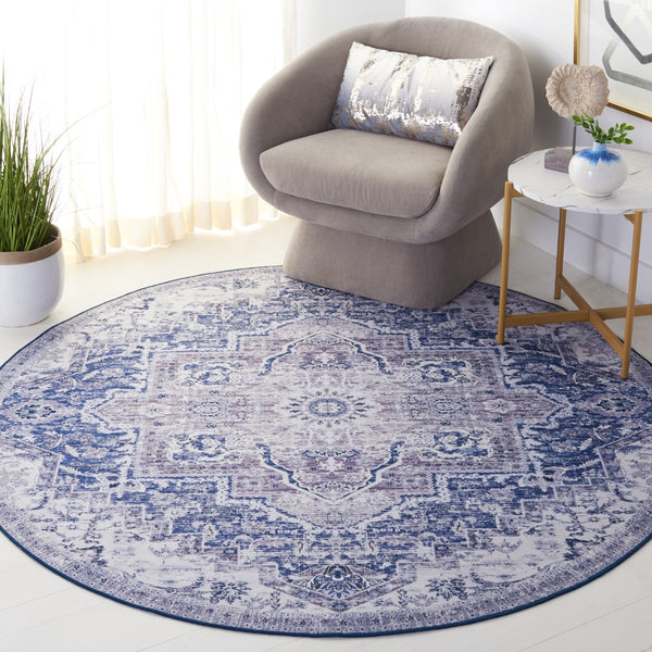 Safavieh Tucson Vintage Persian Rug: Machine Washable, Slip Resistant, Timeless Elegance For Your Home Navy ,Grey Polyester Tsn154n-24