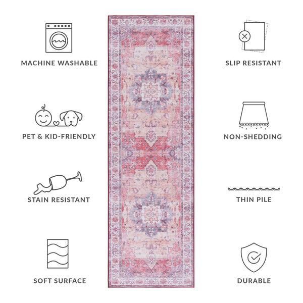 Safavieh Tucson Exquisite Floral Power Loomed Rug - Machine Washable, Slip-resistant, Timeless Elegance Rust ,Beige Polyester Pile Tsn163p-26