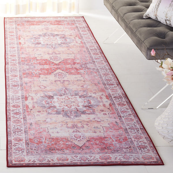 Safavieh Tucson Exquisite Floral Power Loomed Rug - Machine Washable, Slip-resistant, Timeless Elegance Rust ,Beige Polyester Pile Tsn163p-26