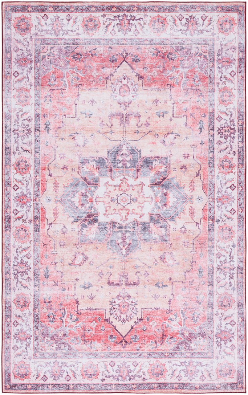 Safavieh Tucson Exquisite Floral Power Loomed Rug - Machine Washable, Slip-resistant, Timeless Elegance Rust ,Beige Polyester Pile Tsn163p-26